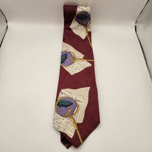 Via Manzoni Neck Tie 100% Silk Made in USA Weekly News Newspaper EUC
